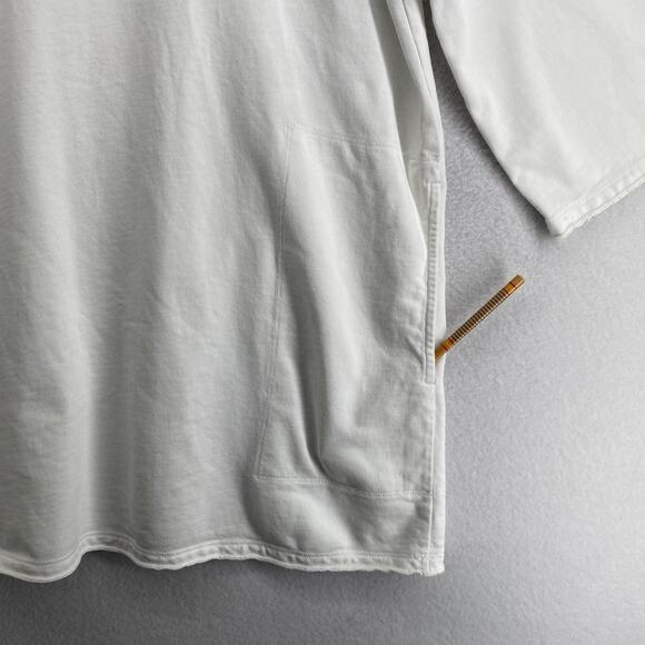 EILEEN FISHER Dress M Organic Cotton Terry Shift Tunic 3/4 Sleeve White - Picture 9 of 16